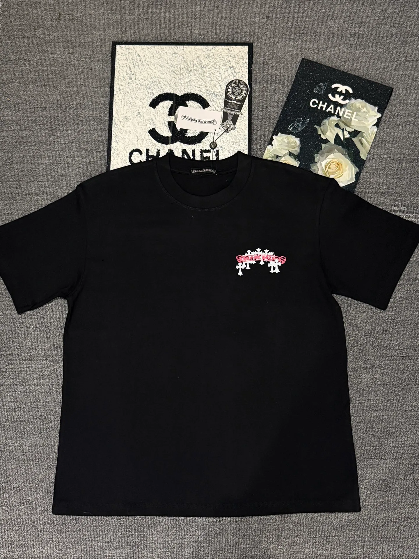 （ ） :YH 004 CH LOGO 1:1 Same Style 32 Breathable 1x 1 oversize 1:1 :White Black Size:S-XL